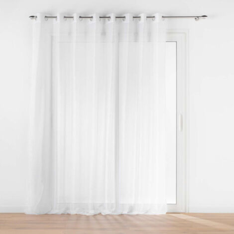 Paris Prix – Rideau voilage à œillets 300x240cm blanc – 100% polyester – Léger et résistant aux plis – Finition voile sablé