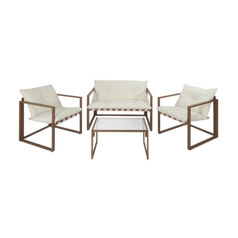 Salon de Jardin 4 Places 'Cagliari' 118cm Blanc