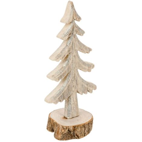 Paris Prix - Sapin De Noël Sur Buche cocon 27cm Naturel