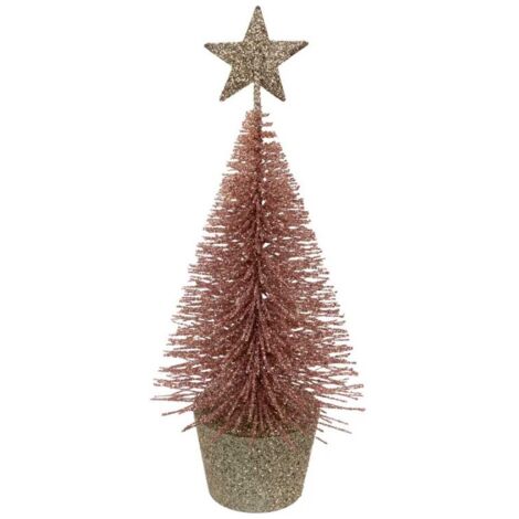 Paris Prix - Sapin Déco De Noël paillette 15cm Rose