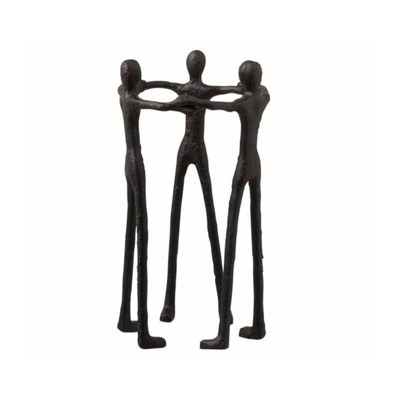 Paris Prix - Statue Déco '3 Personnes en Cercle' 36cm Noir