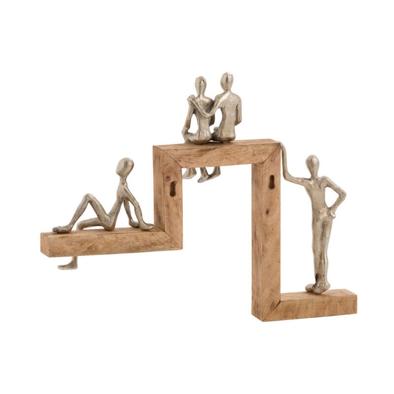 Paris Prix - Statue Déco '4 Personnages Relax' 47cm Argent