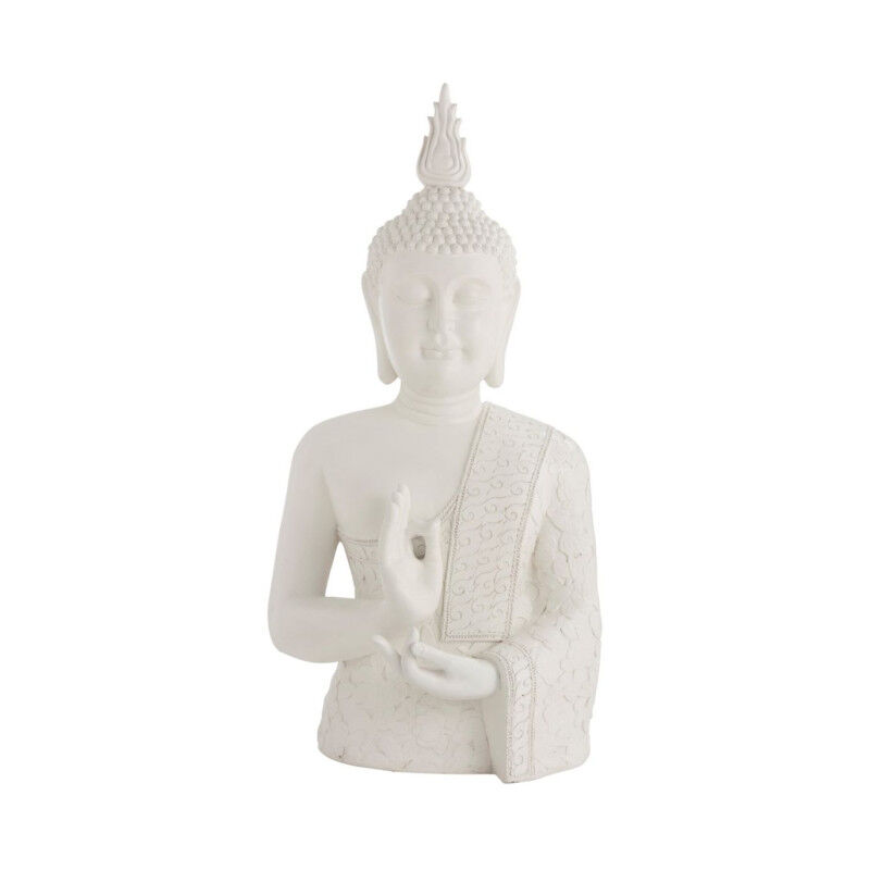 Paris Prix - Statue Déco 'bouddha Zen' 124cm Blanc