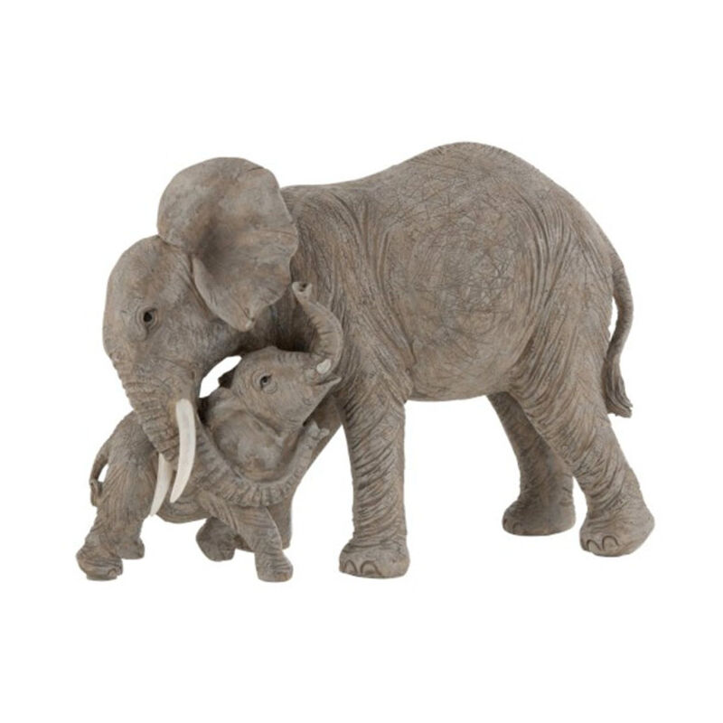 Statue Déco "Eléphant Câlin" 28cm Gris