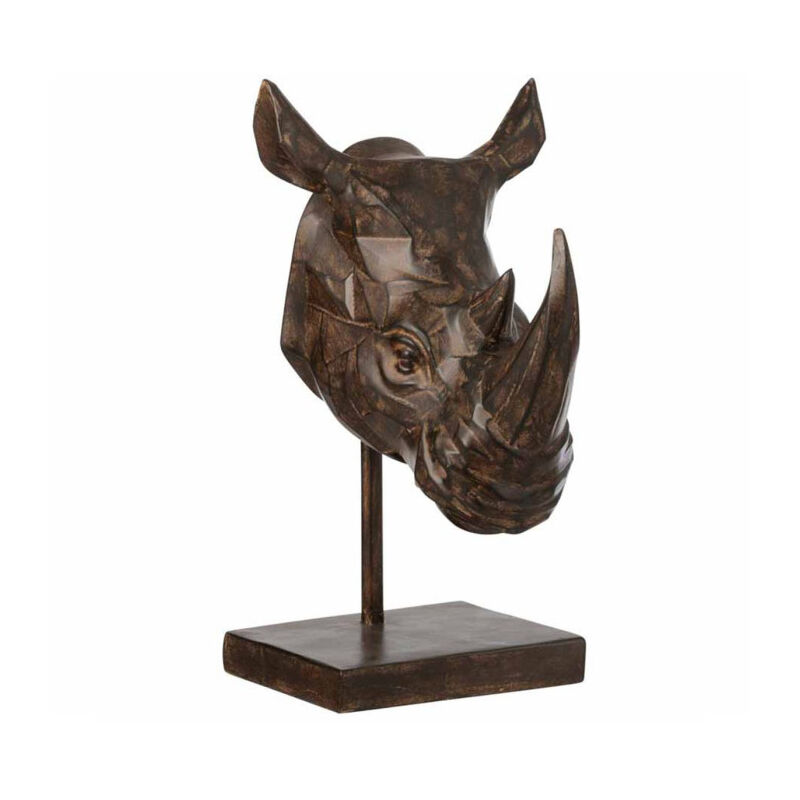 Statue Déco en Résine 'Rhinocéros' 44cm Marron