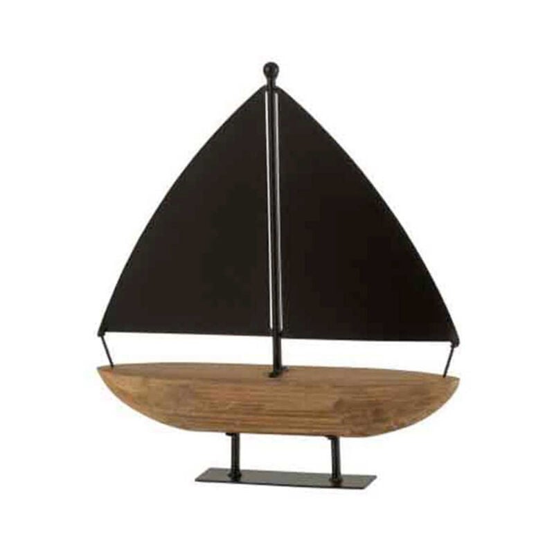 Paris Prix - Voilier Déco sur Socle 'Bateau' 38cm Marron & Noir