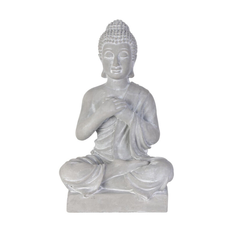 Paris Prix - Statuette Déco bouddha Assis 27cm Gris