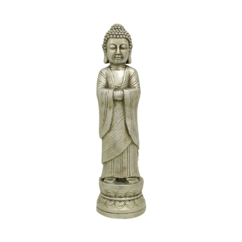 Paris Prix - Statuette Déco Bouddha debout 68cm Argent