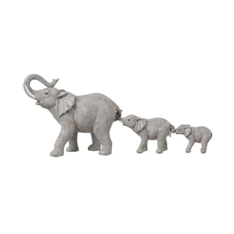 Paris Prix - Statuette Déco en Résine '3 Eléphants' 57cm Gris