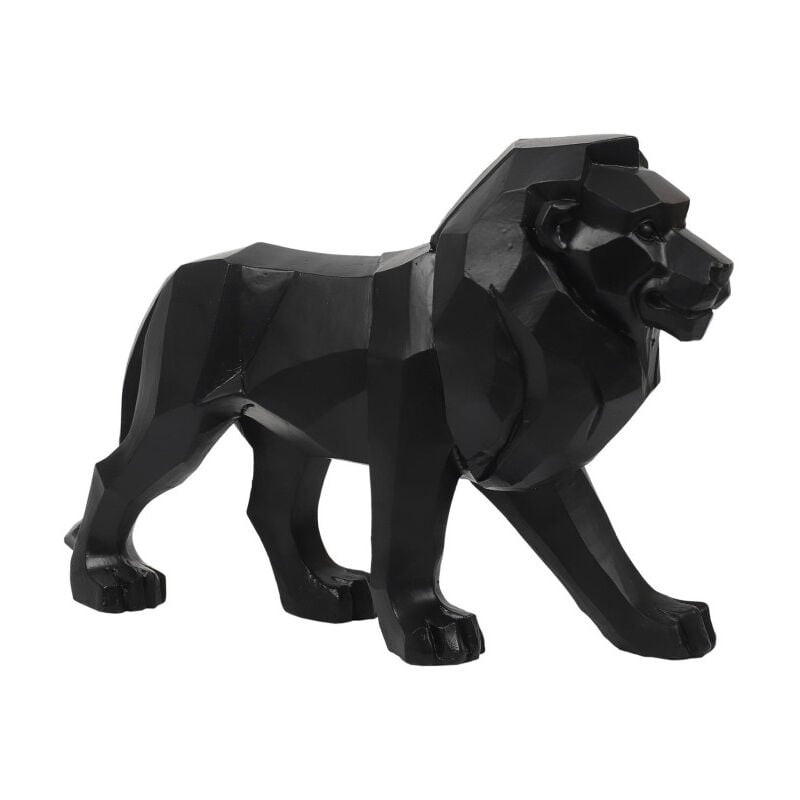 Paris Prix - Statuette Déco 'Lion Origami' 33cm Noir
