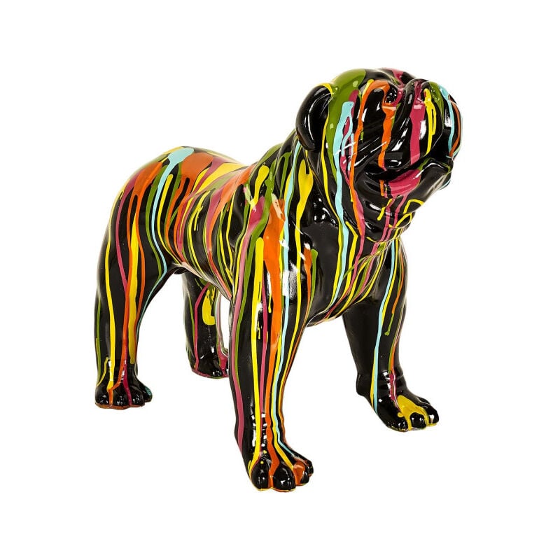 Paris Prix - Statuette Déco Molosse 'Coulures' 50cm Noir