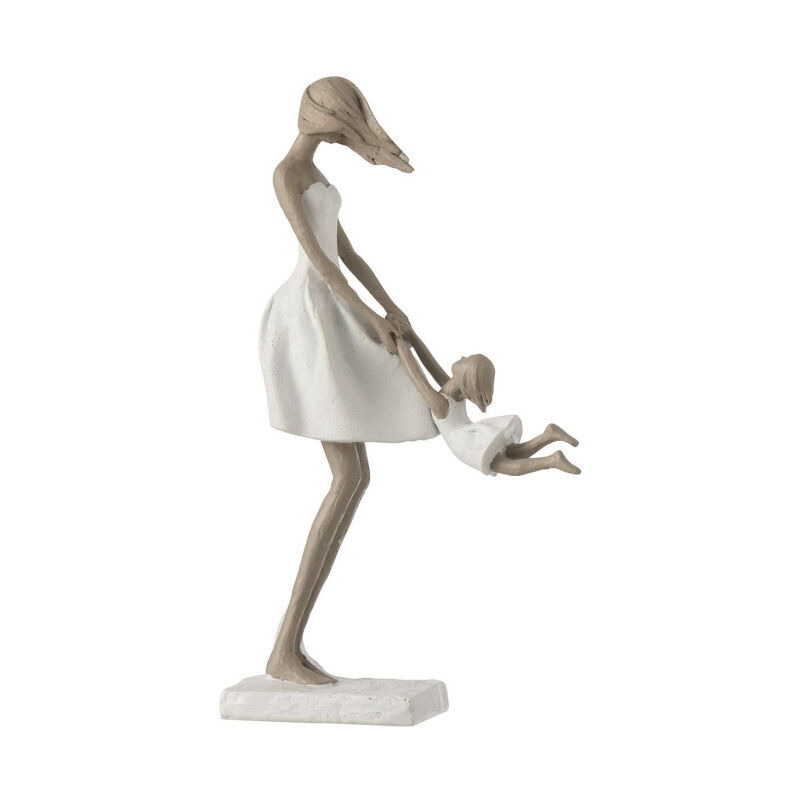 Paris Prix - Statuette Déco 'Mère avec sa Fille' 31cm Blanc