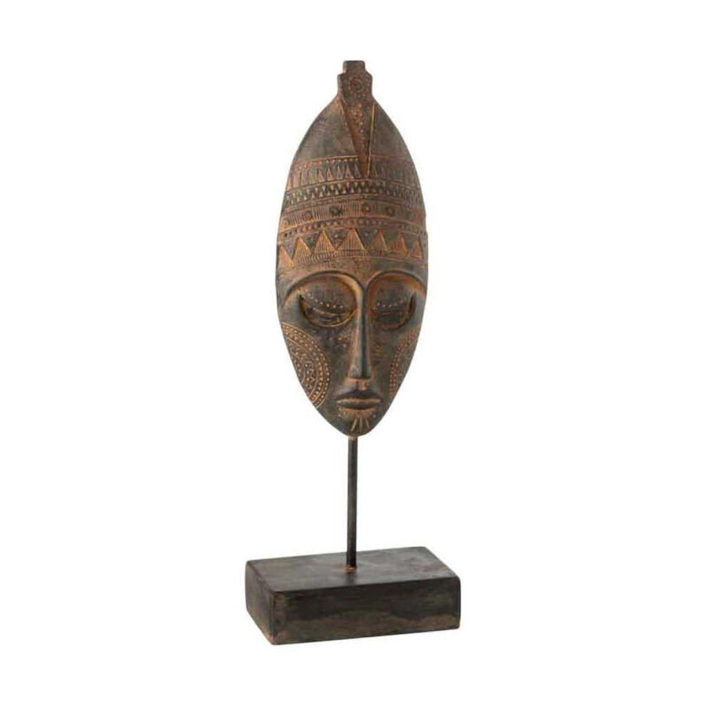 Paris Prix - Statuette Déco 'Tête Ethnique' 52cm Marron & Beige