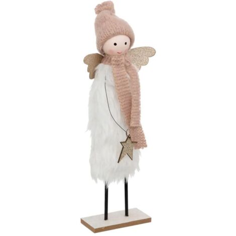 Paris Prix - Statuette Déco Ange De Noël étoile 31cm Blanc