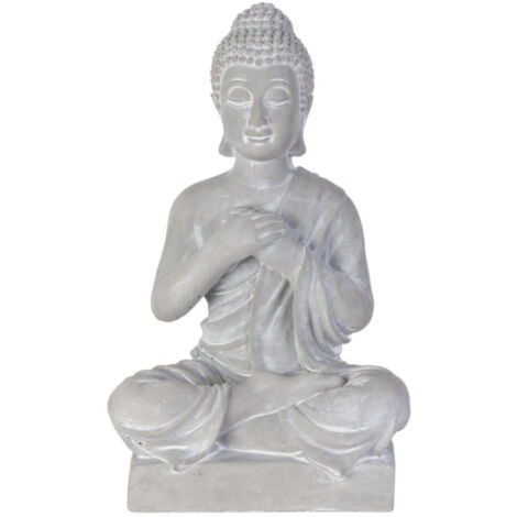 Paris Prix - Statuette Déco bouddha Assis 27cm Gris