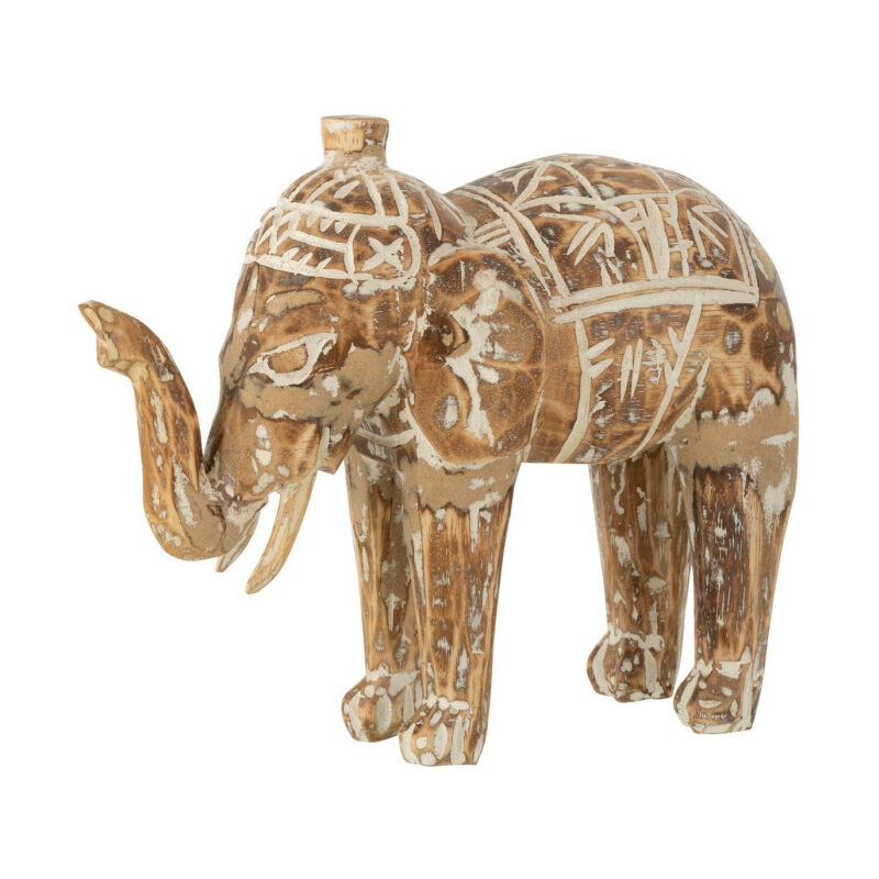 Paris Prix - Statuette Déco Éléphant Bois 'Vintage' 30cm Naturel