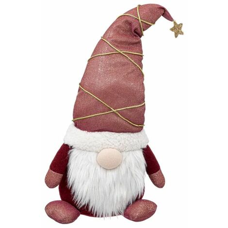 Paris Prix - Statuette Déco gnome étoile 60cm Rose & Or