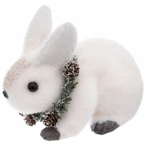 Paris Prix - Statuette Déco lapin Couronne 16cm Blanc