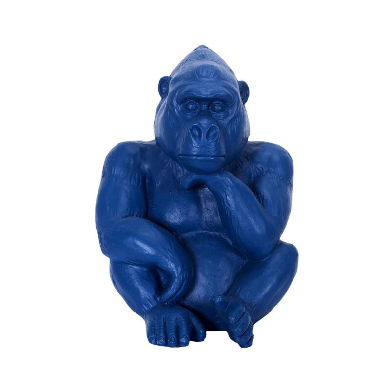 Paris Prix - Statuette Déco Magnésie 'Gorille' 54cm Bleu