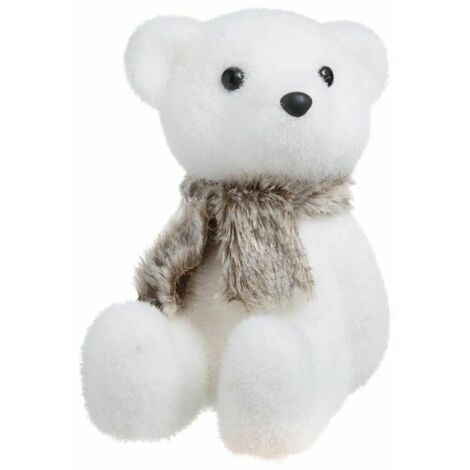 Paris Prix - Statuette Déco Ours Assis polaire 19cm Blanc