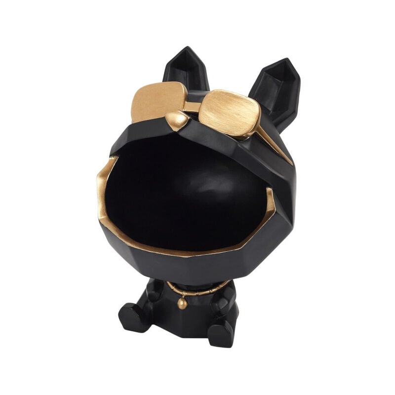 Paris Prix - Statuette & Vide-Poche 'Chien à Lunettes' 23cm Noir