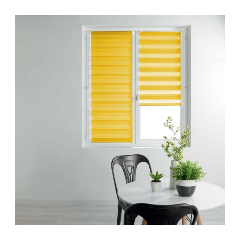 Paris Prix - Store Enrouleur Jour Nuit 'Daynight' 90x180cm Jaune
