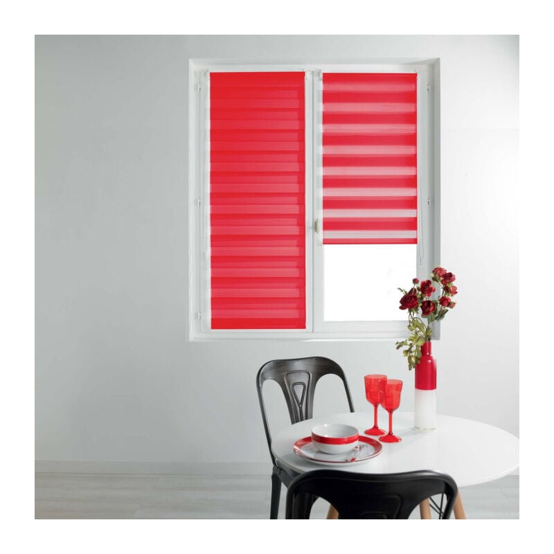 Paris Prix - Store Enrouleur Jour Nuit 'Daynight' 90x180cm Rouge