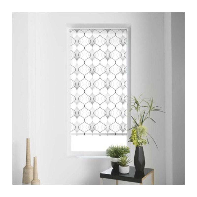 Paris Prix - Store Enrouleur Tamisant 'Lagune' 90x180cm Blanc & Gris