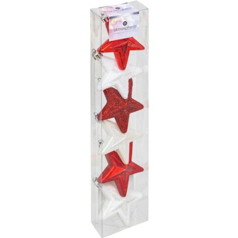 Paris Prix - Sujet De Noël 6 Pièces christmas Country 6cm Rouge & Blanc