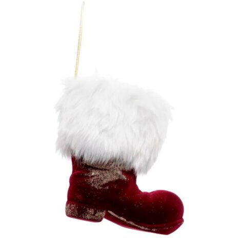 Paris Prix - Sujet De Noël Botte soir 15cm Rouge & Blanc