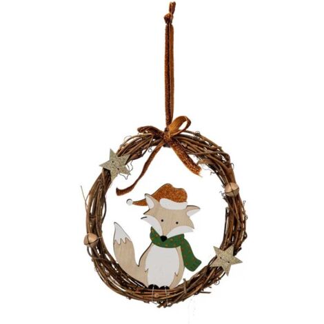 Paris Prix - Sujet De Noël En Bois renard 19cm Cuivre