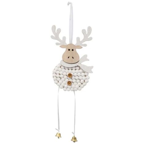 Paris Prix - Sujet De Noël En Bois renne 30cm Blanc