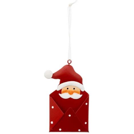 Paris Prix - Sujet De Noël En Métal lettre Père Noël 9cm Rouge
