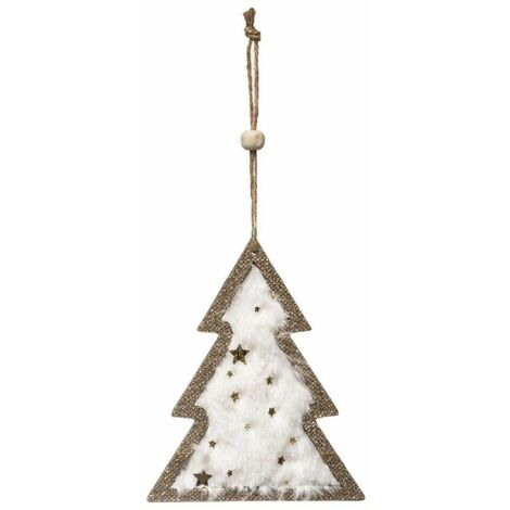 Paris Prix - Sujet De Noël sapin Fourrure 21cm Blanc