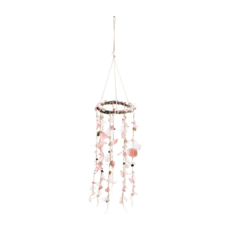 Suspension "Coquillage & Plume" 75cm Saumon