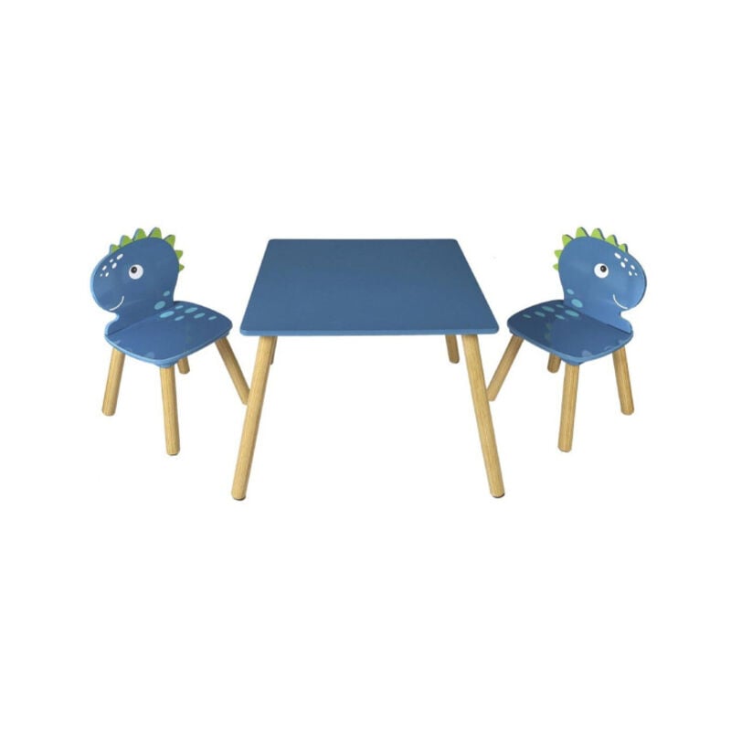 Table & 2 Chaises Enfant 'Dino' 55cm Bleu