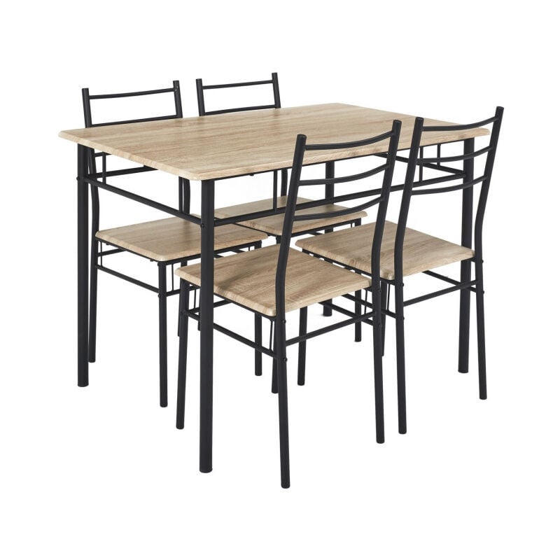 Paris Prix - Table à Manger & 4 Chaises 'Loka' 110cm Naturel