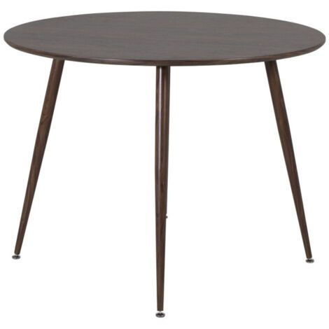 Paris Prix – Table à manger ronde 100cm – Plateau MDF et piètement acier – Capacité 4 couverts – Hauteur 75cm – Couleur noyer