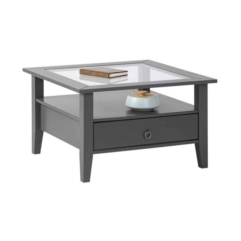 Table Basse 1 Tiroir en Bois 'Istres' 75cm Gris
