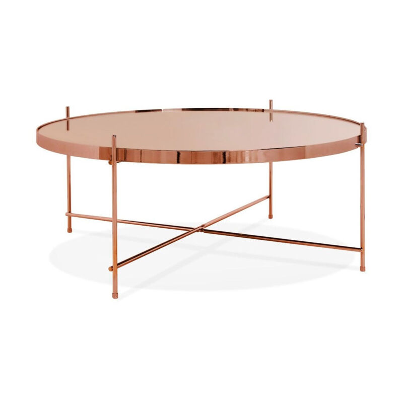 Table Basse Design en Verre 'Rona' 83cm Cuivre