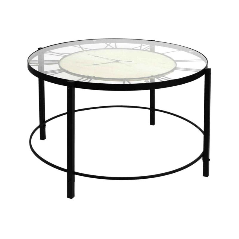 Paris Prix - Table Basse Design 'Horloge' 90cm Noir