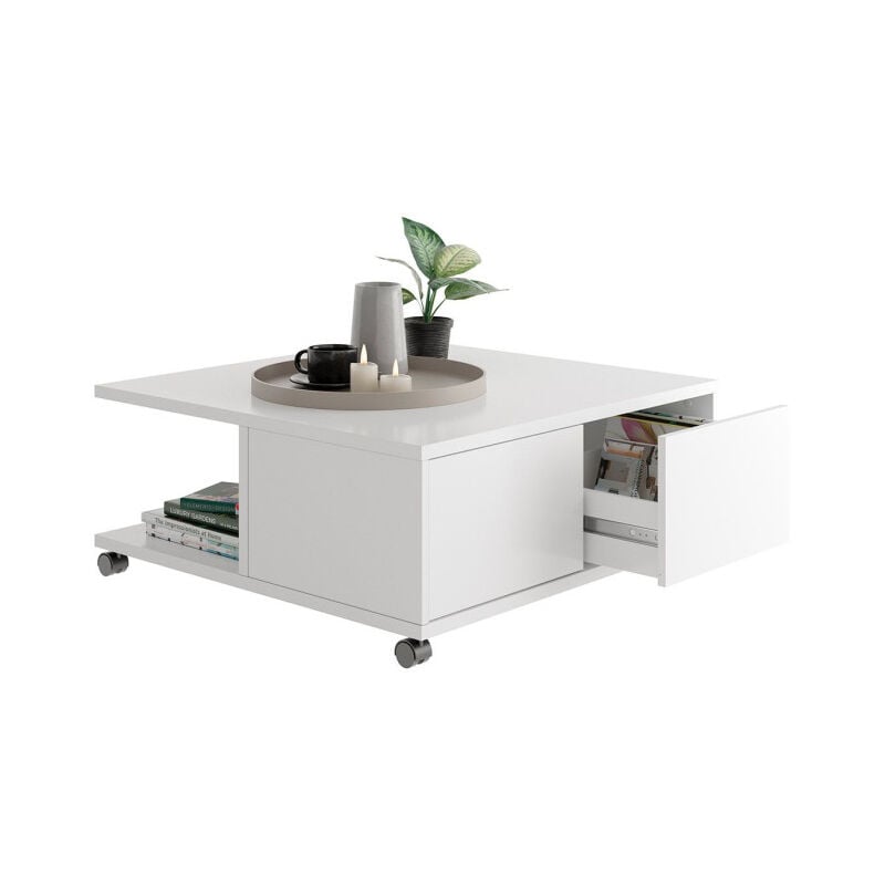 Table Basse Design 'Volgan' 70cm Blanc