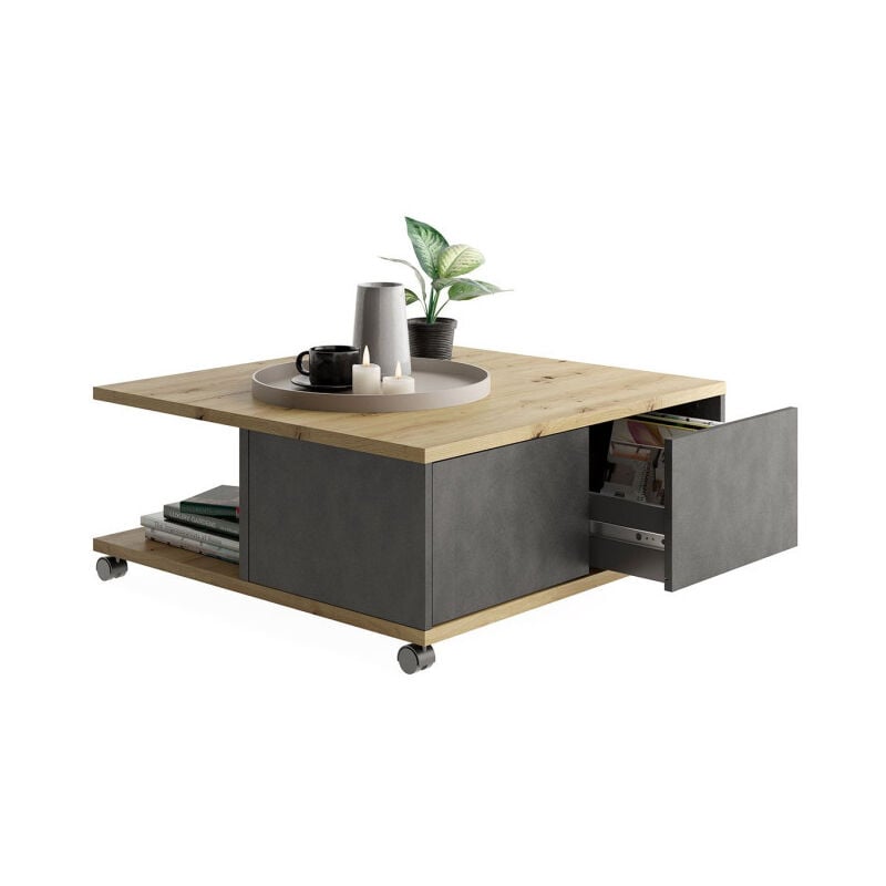 Table Basse Design 'Volgan' 70cm Chêne