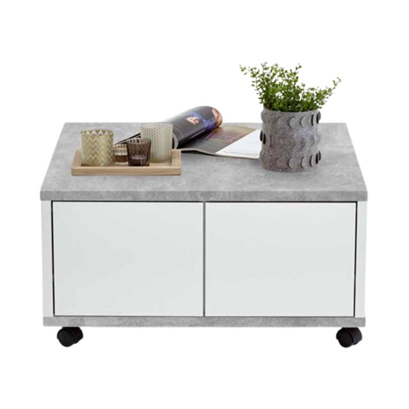 Table Basse Design 'Volgan' 70cm Gris & Blanc