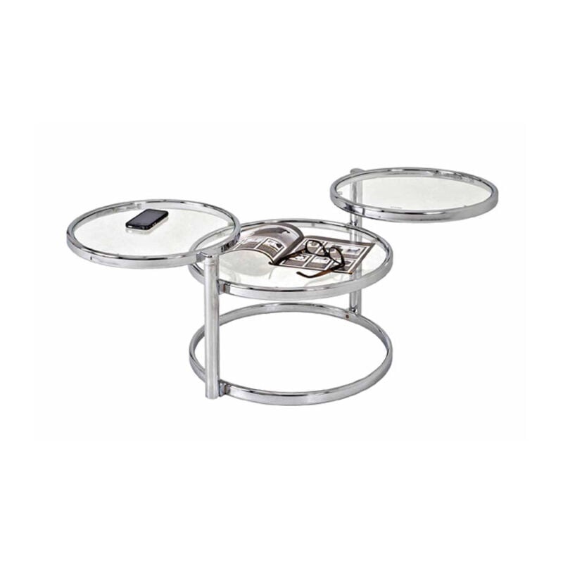 Table Basse en Verre 'Blaise' 140cm Argent