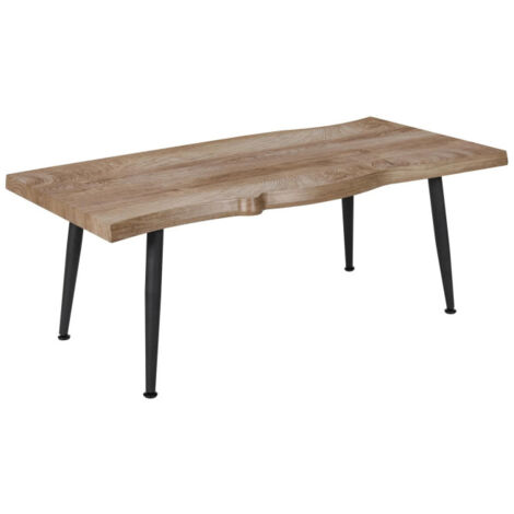 Paris Prix – Table basse fixe 100cm – Métal noir et naturel – Design original avec 4 pieds – Facile d'entretien et d'utilisation