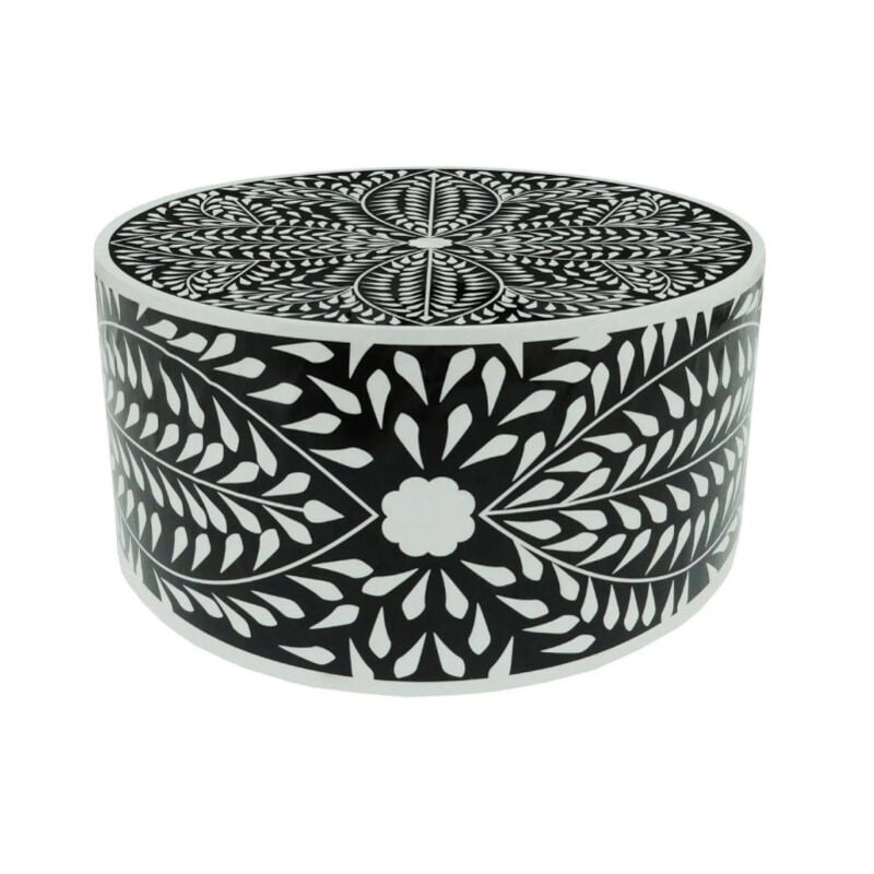 Table Basse Ronde 'Flower' 66cm Noir & Blanc