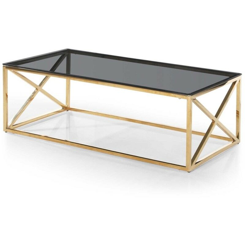 Paris Prix - Table Basse Verre Design gladis 120cm Or & Noir
