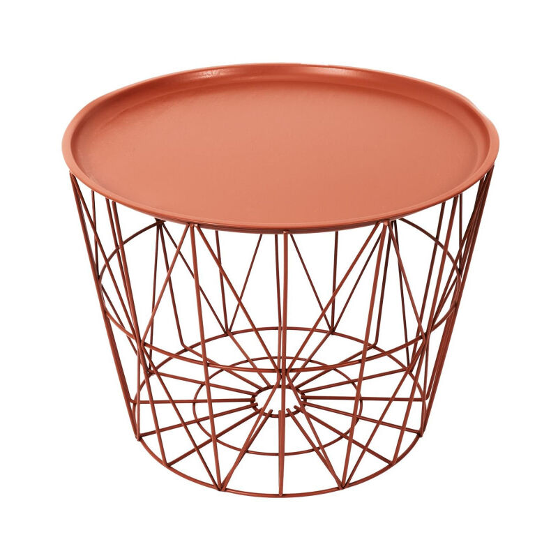 Paris Prix - Table d'Appoint Design 'Filaire' 52cm Terracotta