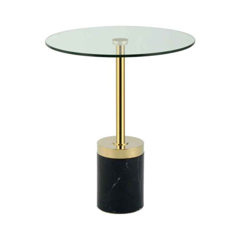 Table d'Appoint en Marbre 'Lana' 53cm Or & Noir
